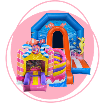 Mini castelo insuflável com escorrega