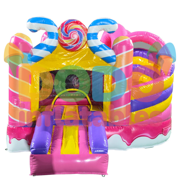 Castelo insuflável Candyland com escorrega