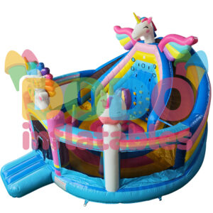 Castelo insuflável Parque dos unicórnios com escorrega